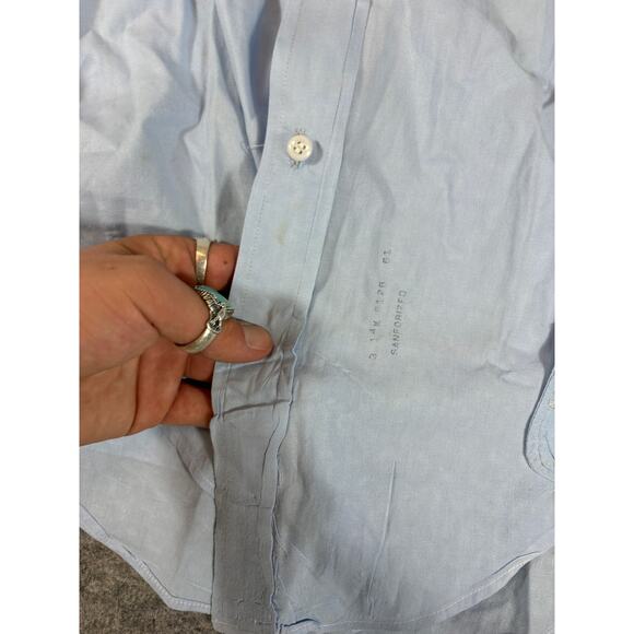 VINTAGE 50s Sanforized Dress Shirt Mens Size 14.5 Blue Button Down Business 60s - Picture 4 of 7